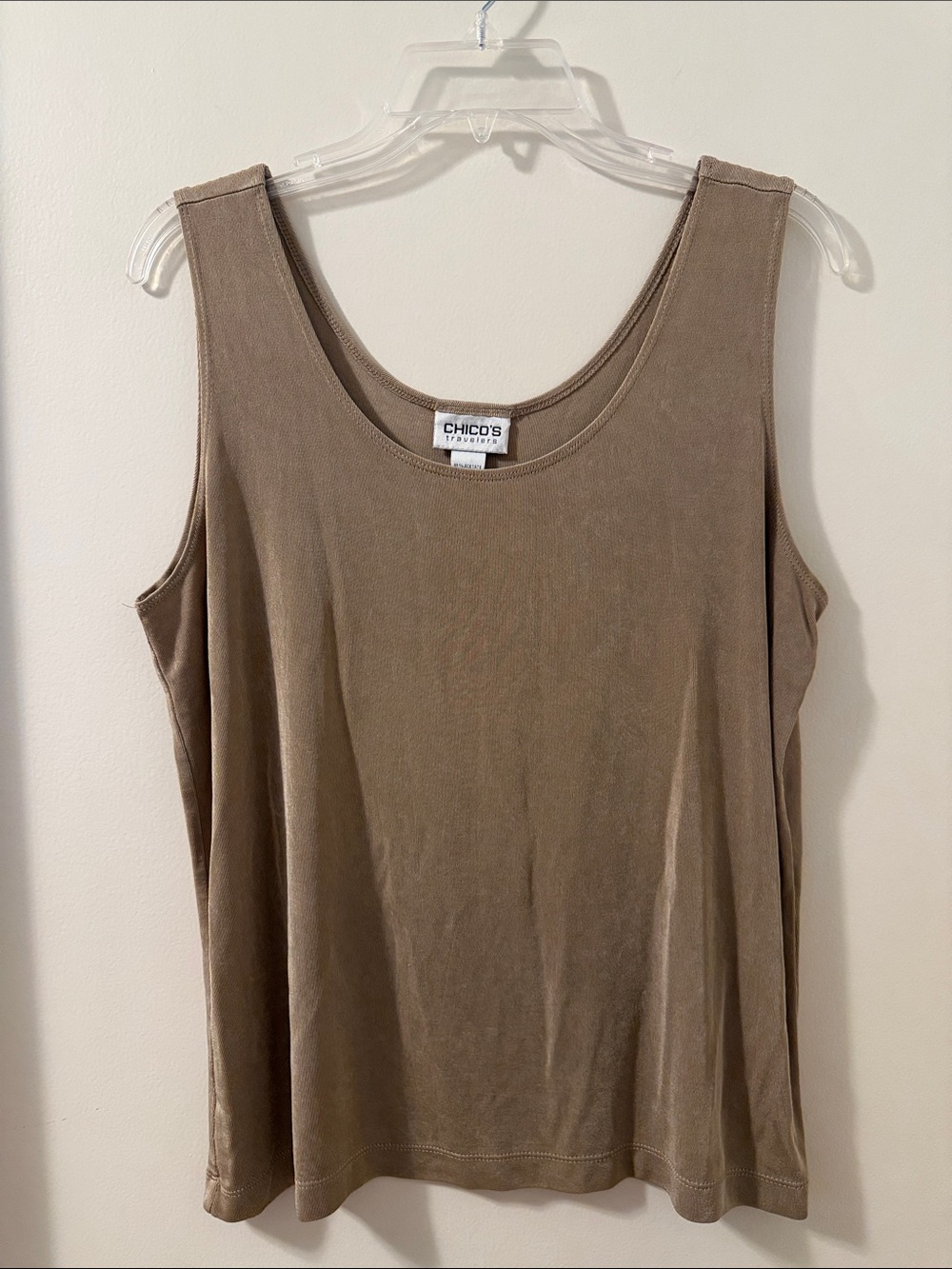 Chico's Traveler’s Scoop Neck Sleeveless Tank - Taupe Tan Brown Sz 3 for Chico